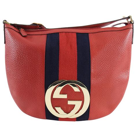 gucci gg red grained leather web stripe blondie bag|Gucci gg emblem handbags.